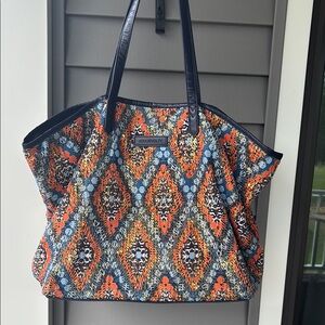 Vera Bradley Sparkling Orange & Blue Boat/beach bag